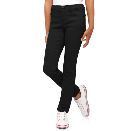 24 Pack Girls Stretch Skinny Chino Pants - Black