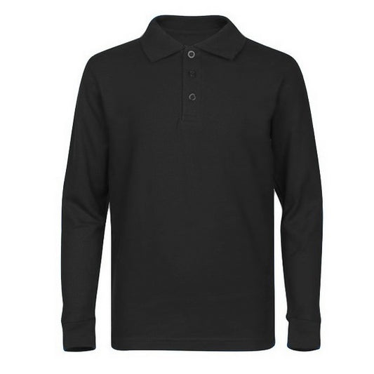 36 Pack Boys Long Sleeve Pique Polo Shirt - Black