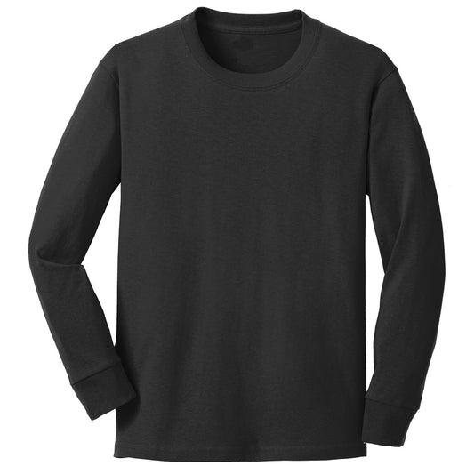 48 Pack Youth Long Sleeve Cotton T-Shirt - Black