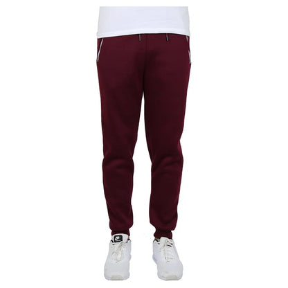 24 Pack Youth Fleece Jogger Sweatpants with Zipper Pockets - Burgundy