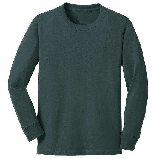 48 Pack Youth Long Sleeve Cotton T-Shirt - Dark Green