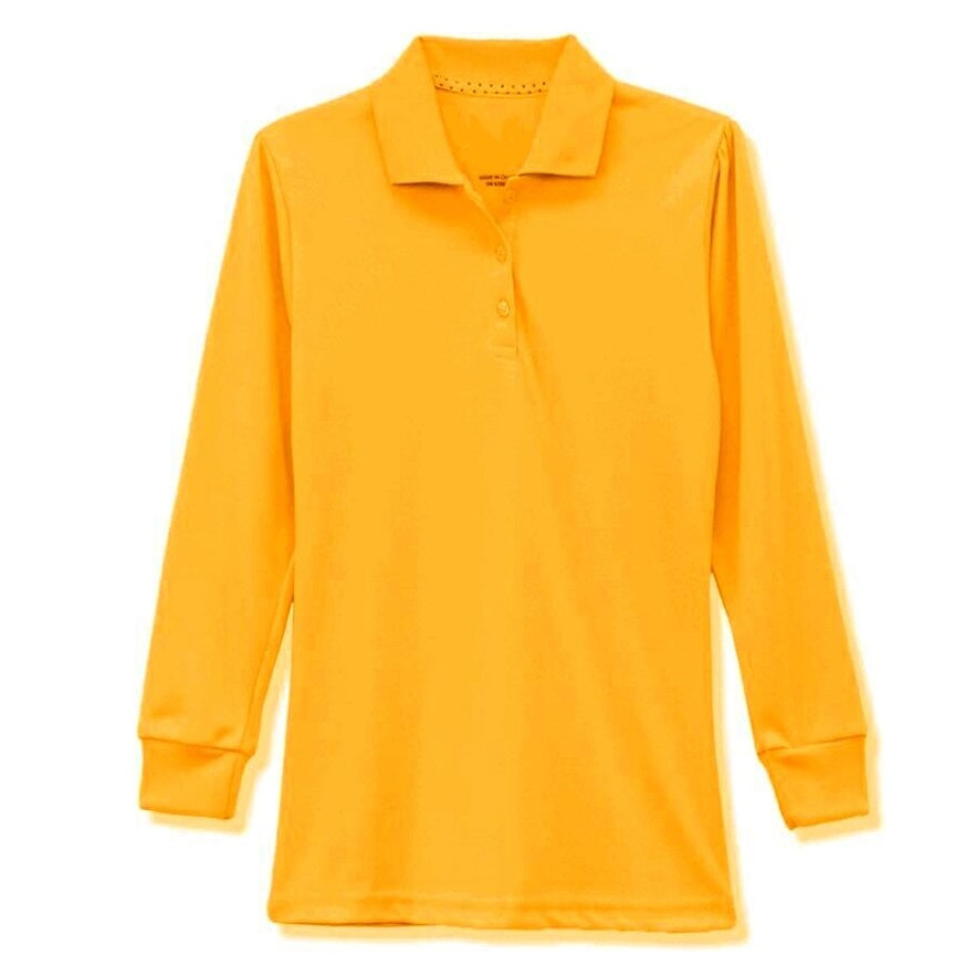 36 Pack Girls Long Sleeve Jersey Knit Polo Shirt - Yellow