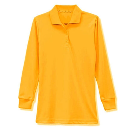 36 Pack Girls Long Sleeve Jersey Knit Polo Shirt - Yellow