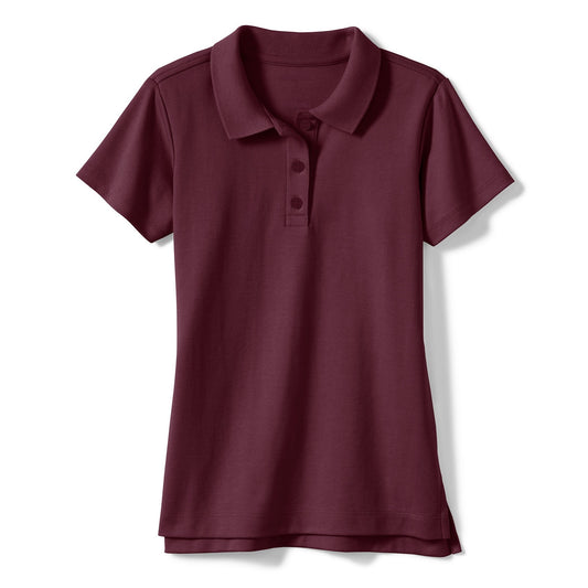 36 Pack Girls Short Sleeve Jersey Knit Polo Shirt - Burgundy