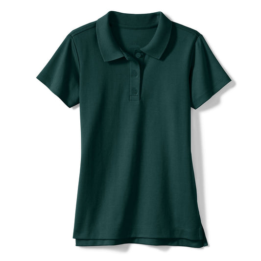 36 Pack Girls Short Sleeve Jersey Knit Polo Shirt - Hunter Green