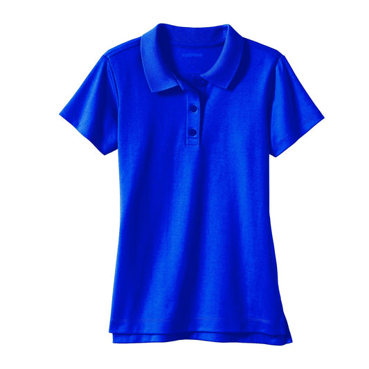 36 Pack Girls Short Sleeve Jersey Knit Polo Shirt - Royal Blue