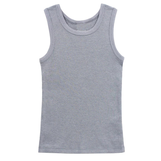 48 Pack Youth Ribbed Tank Top Shirts - Heather Grey