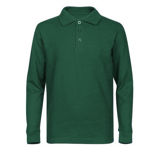 36 Pack Boys Long Sleeve Pique Polo Shirt - Hunter Green