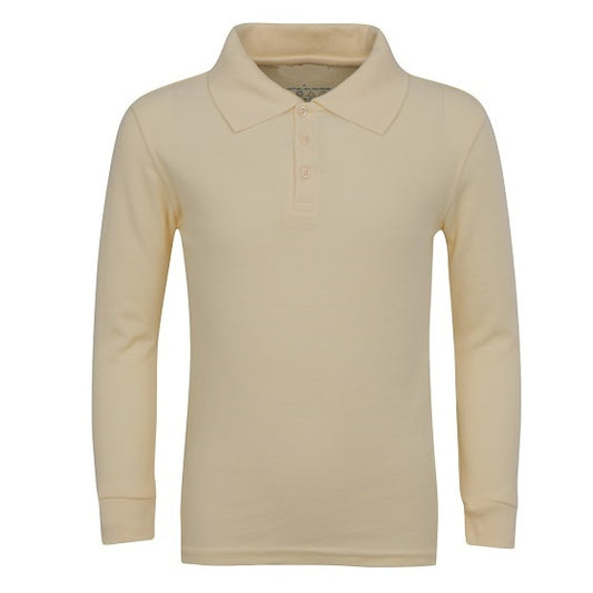 36 Pack Boys Long Sleeve Pique Polo Shirt - Khaki