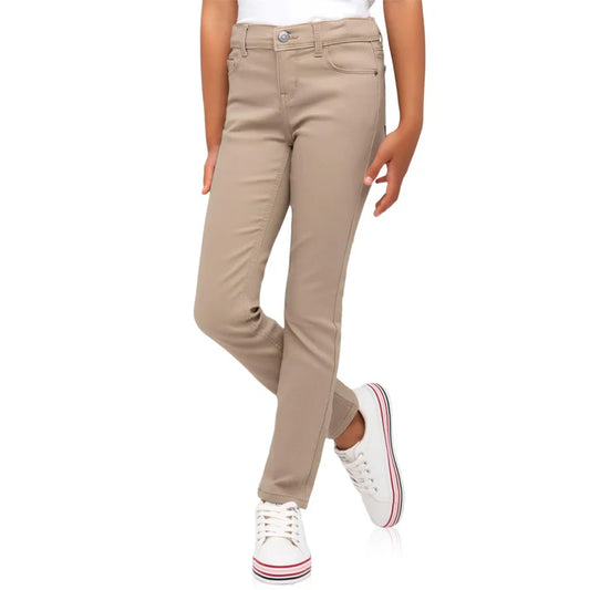 24 Pack Girls Stretch Skinny Chino Pants - Khaki