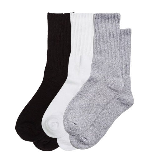 72 Pack Youth Crew Socks - Mixed: Grey / Black / White