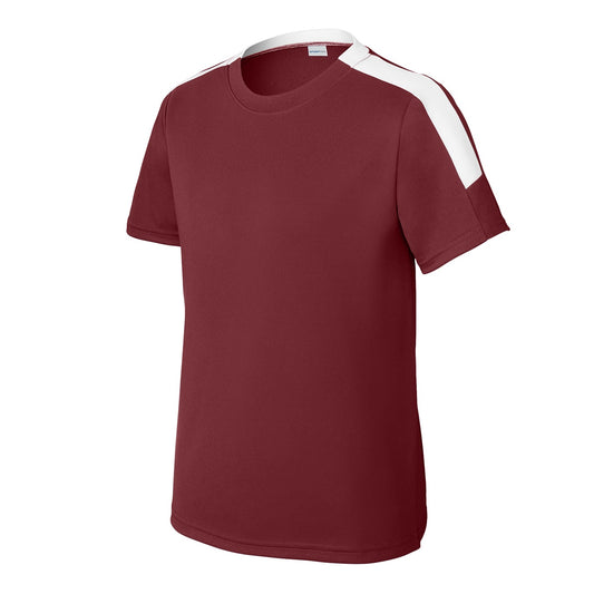 36 Pack Youth Crew Neck Short Sleeve Moisture-Wicking Team Shirt - Maroon / White