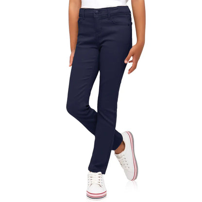 24 Pack Girls Stretch Skinny Chino Pants - Navy