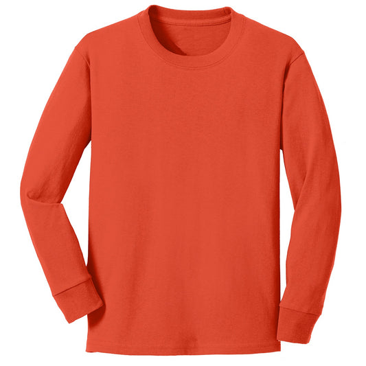 48 Pack Youth Long Sleeve Cotton T-Shirt - Orange