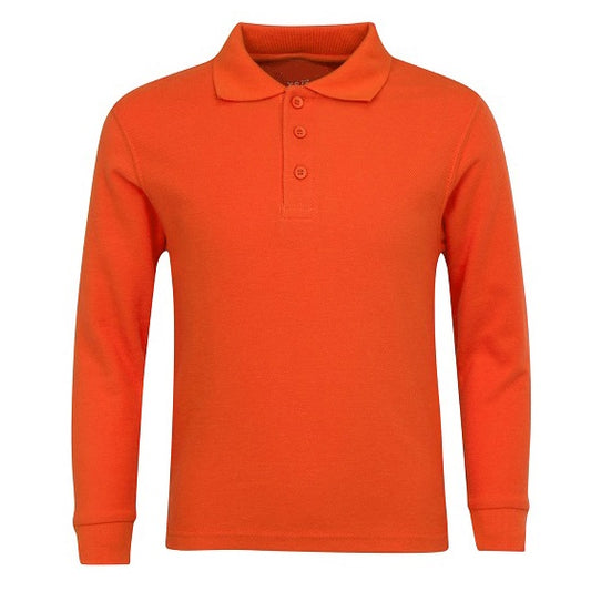 36 Pack Boys Long Sleeve Pique Polo Shirt - Orange