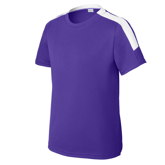 36 Pack Youth Crew Neck Short Sleeve Moisture-Wicking Team Shirt - Purple / White