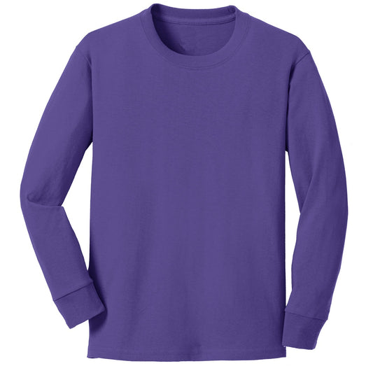 48 Pack Youth Long Sleeve Cotton T-Shirt - Purple