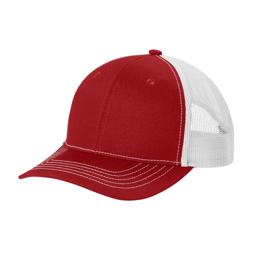 24 Pack Youth Youth Snapback Trucker Cap - Red / White