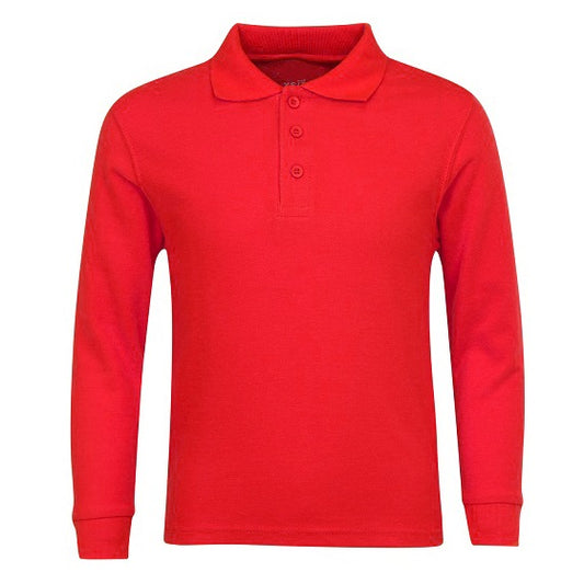 36 Pack Boys Long Sleeve Pique Polo Shirt - Red