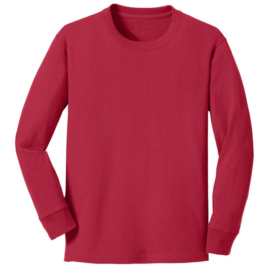 48 Pack Youth Long Sleeve Cotton T-Shirt - Red