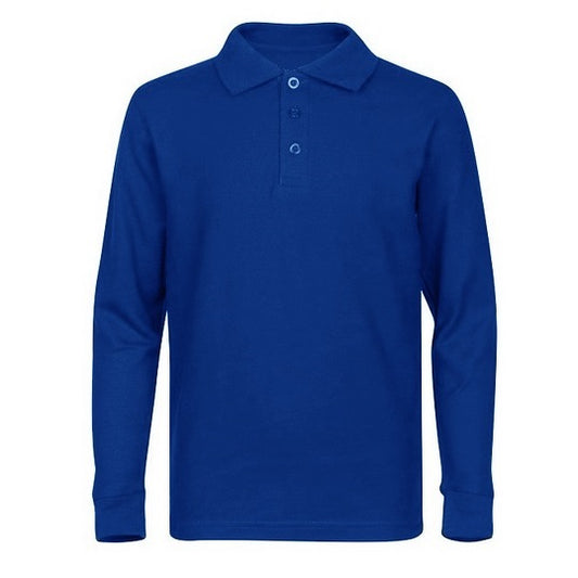 36 Pack Boys Long Sleeve Pique Polo Shirt - Royal Blue