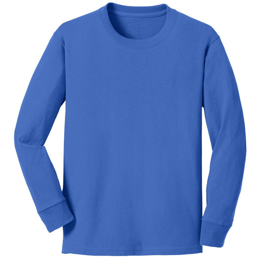 48 Pack Youth Long Sleeve Cotton T-Shirt - Royal Blue