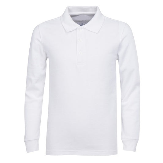 36 Pack Boys Long Sleeve Pique Polo Shirt - White