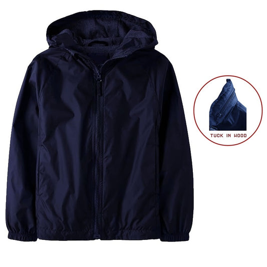 24 Pack Youth Fleece Lined Jacket with Tuck in Hood - Navy