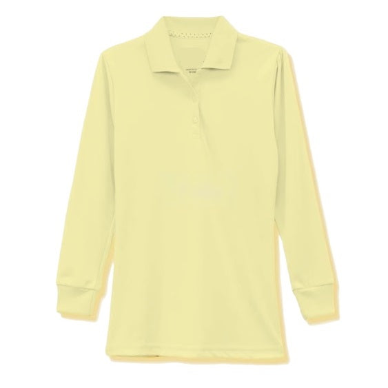 36 Pack Girls Long Sleeve Jersey Knit Polo Shirt - Yellow