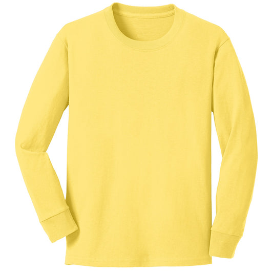 48 Pack Youth Long Sleeve Cotton T-Shirt - Yellow