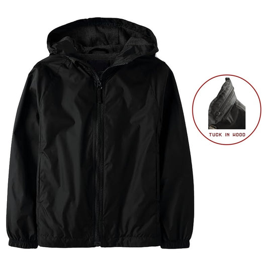 24 Pack Youth Fleece Lined Jacket with Tuck in Hood - Black