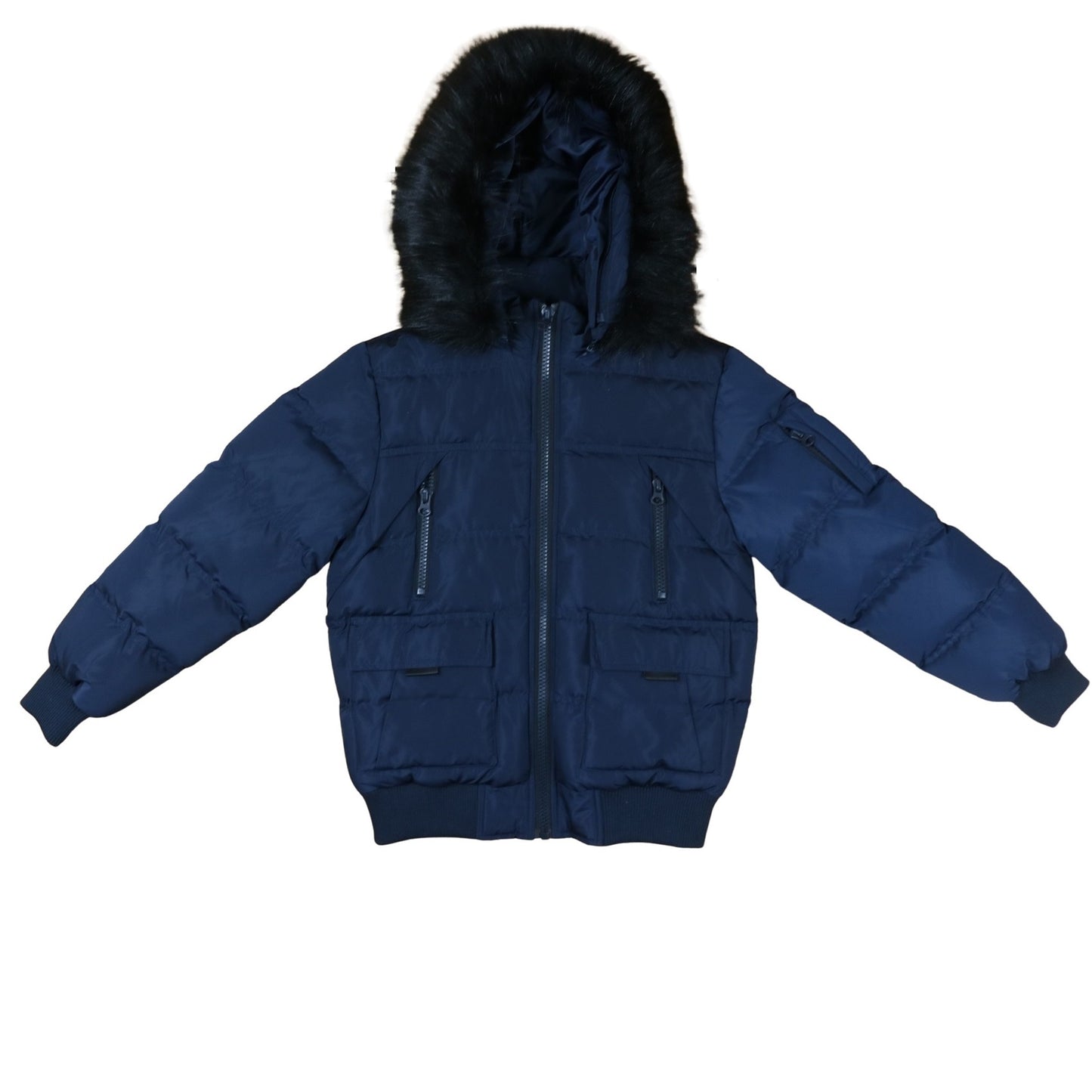 24 Pack Youth Bomber Hooded Winter Jacket - Navy