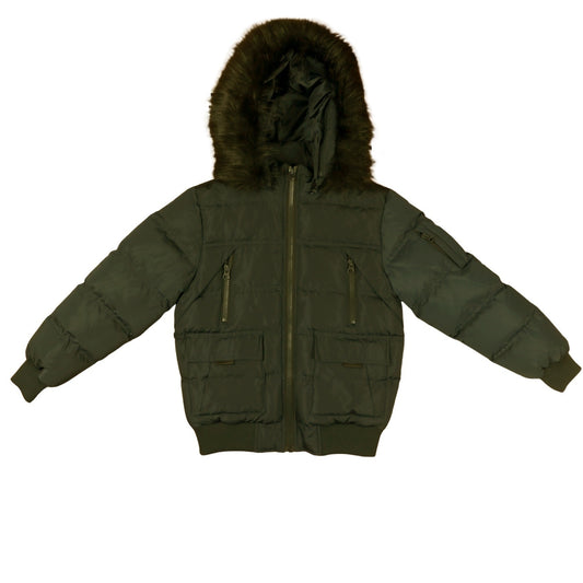 24 Pack Youth Bomber Hooded Winter Jacket - Olive